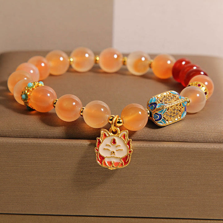 Bracelet de guérison en agate orange bonbon naturelle à neuf queues de Buddha Stones - Agate bonbon (tour de poignet : 15-17 cm) - image 0