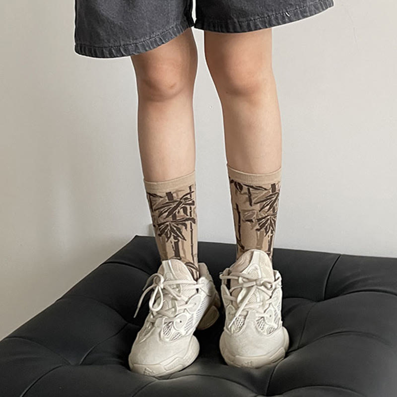 Chaussettes en coton pour femmes, motif floral, Buddha Stones , calligraphie chinoise - image 14