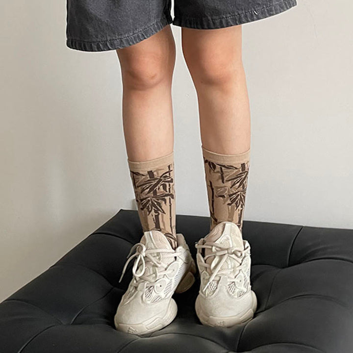 Chaussettes en coton pour femmes, motif floral, Buddha Stones , calligraphie chinoise - image 14