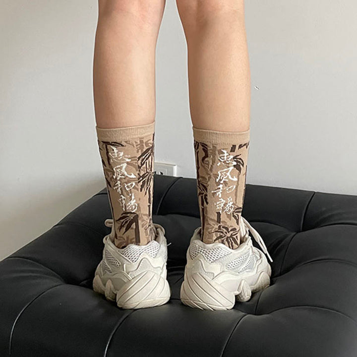 Chaussettes en coton pour femmes, motif floral, Buddha Stones , calligraphie chinoise - image 15