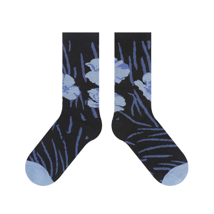 Chaussettes en coton pour femmes, motif floral, Buddha Stones , calligraphie chinoise - image 22