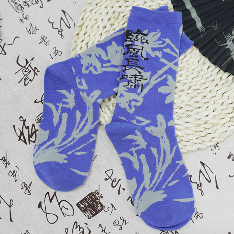 Chaussettes en coton pour femmes, motif floral, Buddha Stones , calligraphie chinoise - image 24