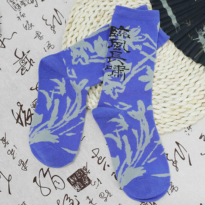 Chaussettes en coton pour femmes, motif floral, Buddha Stones , calligraphie chinoise - image 24