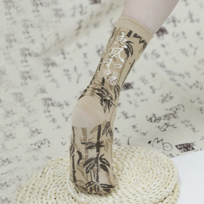 Chaussettes en coton pour femmes, motif floral, Buddha Stones , calligraphie chinoise - image 12