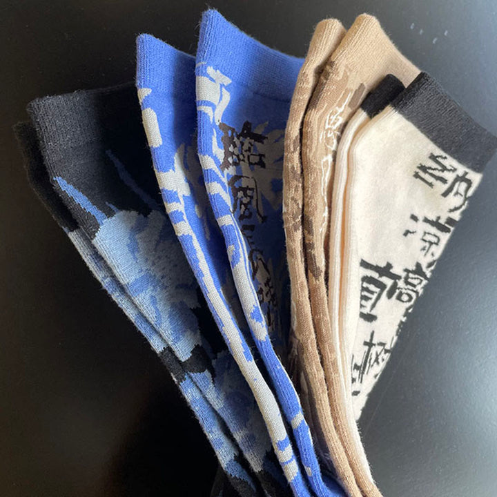 Chaussettes en coton pour femmes, motif floral, Buddha Stones , calligraphie chinoise - image 35