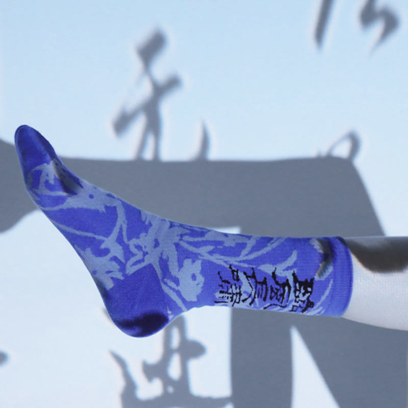 Chaussettes en coton pour femmes, motif floral, Buddha Stones , calligraphie chinoise - image 25