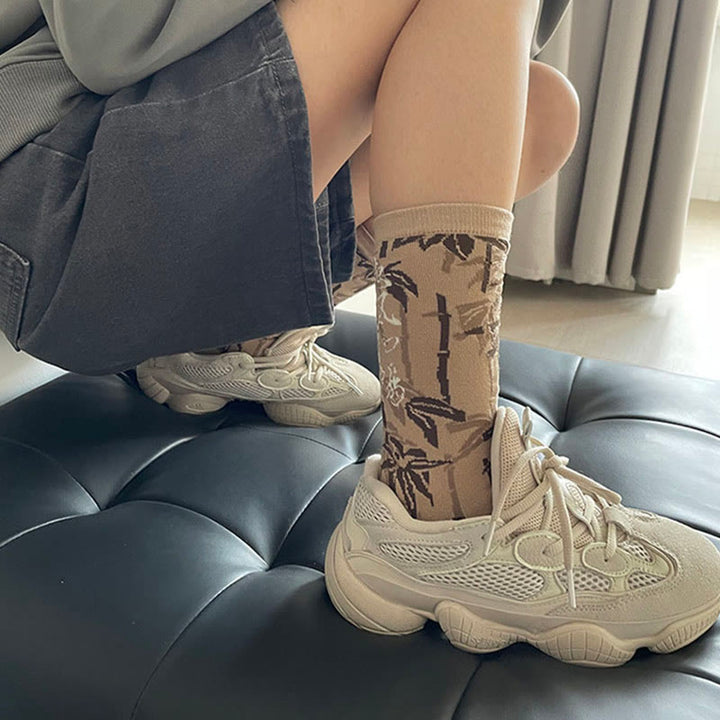 Chaussettes en coton pour femmes, motif floral, Buddha Stones , calligraphie chinoise - image 13