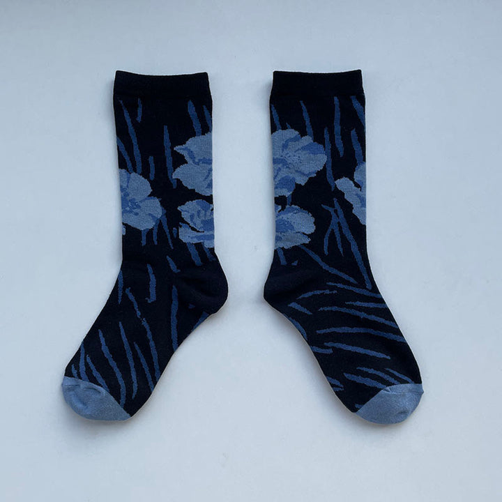 Chaussettes en coton pour femmes, motif floral, Buddha Stones , calligraphie chinoise - Noir - Taille unique (US 5,5-8,5, EU 36-40, UK/AU 3,5-6,5, AISA 23-25 cm) - image 17