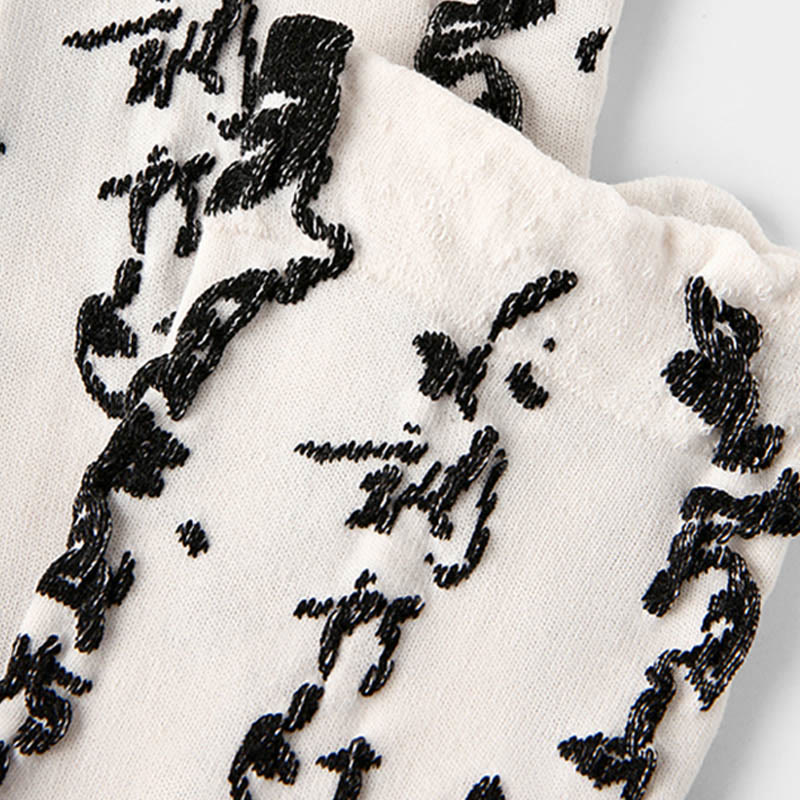 Chaussettes en coton pour femmes, motif de calligraphie chinoise, Buddha Stones, couleurs assorties - image 10