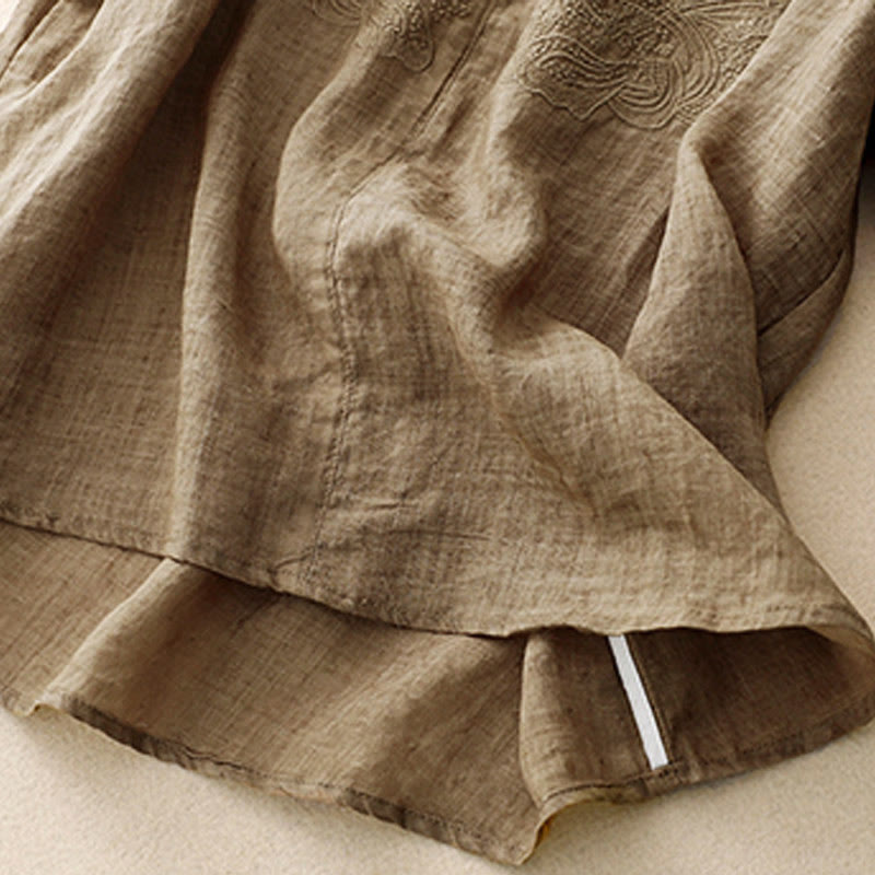 Chemise à manches mi-longues et col en V avec motif papillon Buddha Stones pour femme - image 15