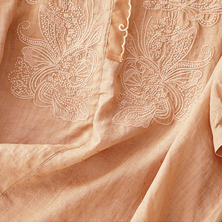 Chemise à manches mi-longues et col en V avec motif papillon Buddha Stones pour femme - image 5