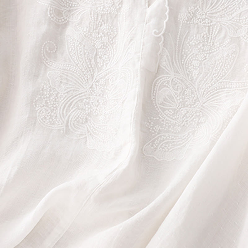 Chemise à manches mi-longues et col en V avec motif papillon Buddha Stones pour femme - image 10