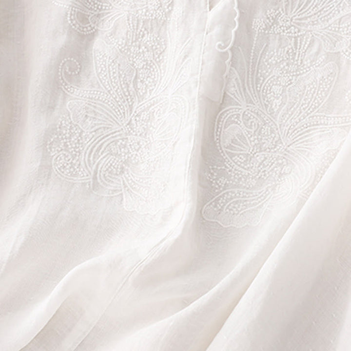 Chemise à manches mi-longues et col en V avec motif papillon Buddha Stones pour femme - image 10