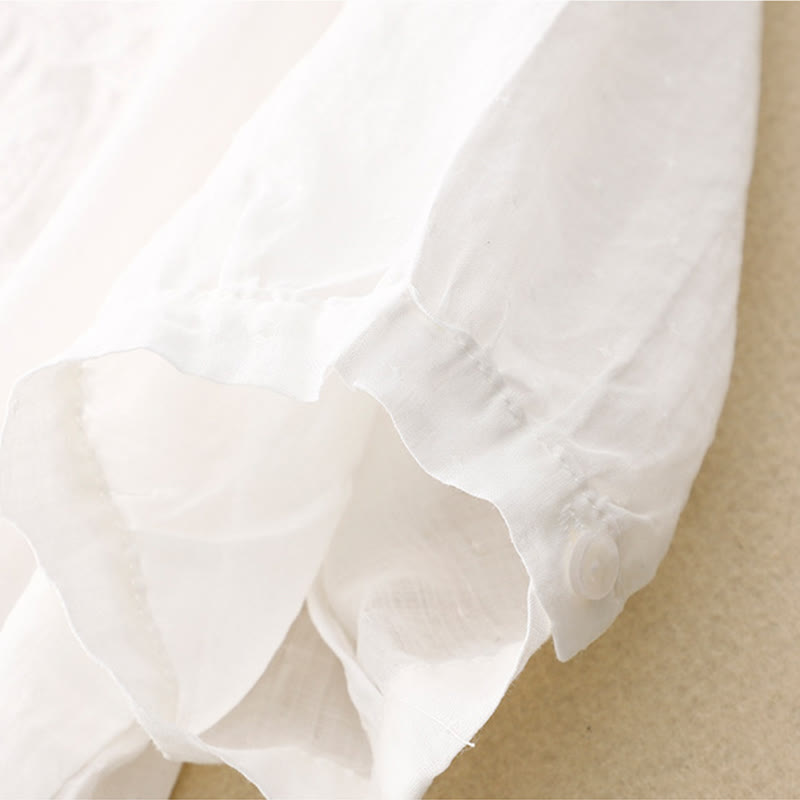 Chemise à manches mi-longues et col en V avec motif papillon Buddha Stones pour femme - image 9