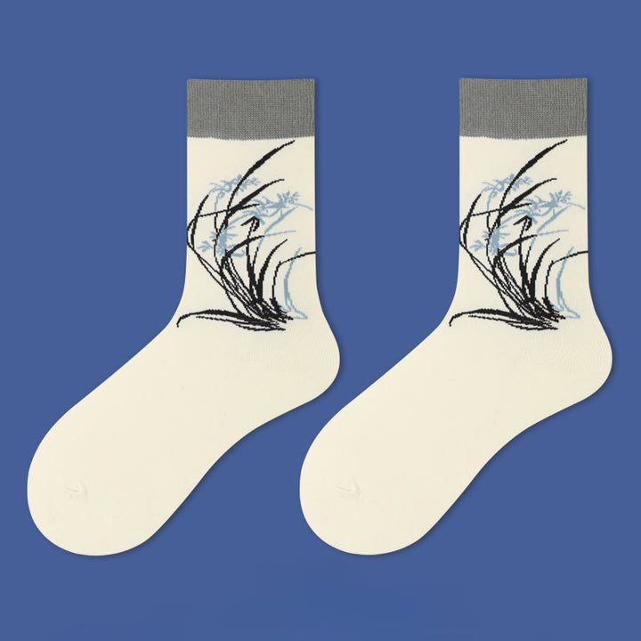 Chaussettes décontractées pour femmes, motif Buddha Stones, voilier, ville antique, lotus, orchidée, campagne, micro-collant - Orchidée - SM (US 5,5-10, EU 36-41, UK/AU 3,5-7,5, AISA 22,5-25,5 cm) - image 4