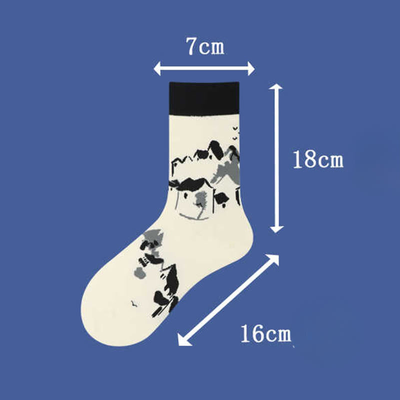 Chaussettes décontractées pour femmes, motif Buddha Stones, voilier, ville antique, lotus, orchidée, campagne, micro-collant - image 7