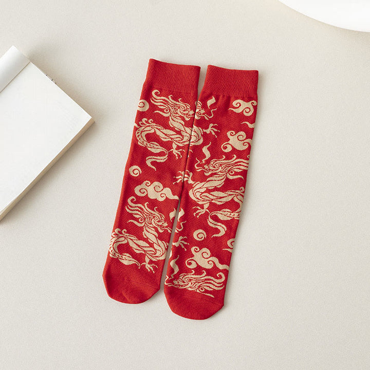 Chaussettes unisexes décontractées en coton motif dragon rouge Buddha Stones pour hommes et femmes - Dragon - Taille unique (US 3,5-10,5, EU 36-44, UK/AU 3,5-10,5, Asie 23-28 cm) - image 5