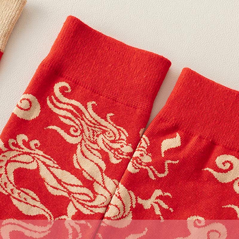 Chaussettes unisexes décontractées en coton motif dragon rouge Buddha Stones pour hommes et femmes - image 12