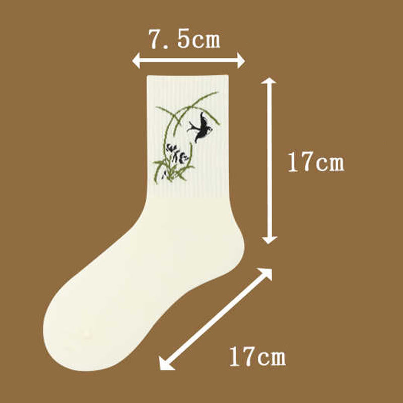 Chaussettes courtes décontractées pour femmes, motif Buddha Stones , pavillon de lotus, cerf, paisible, personnage, hirondelles - image 7