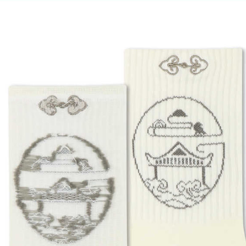 Chaussettes courtes décontractées pour femmes, motif Buddha Stones , pavillon de lotus, cerf, paisible, personnage, hirondelles - image 3