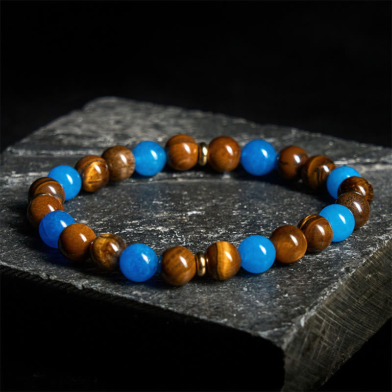 Bracelet de motivation en Buddha Stones' espacement en apatite et œil de tigre - image 1
