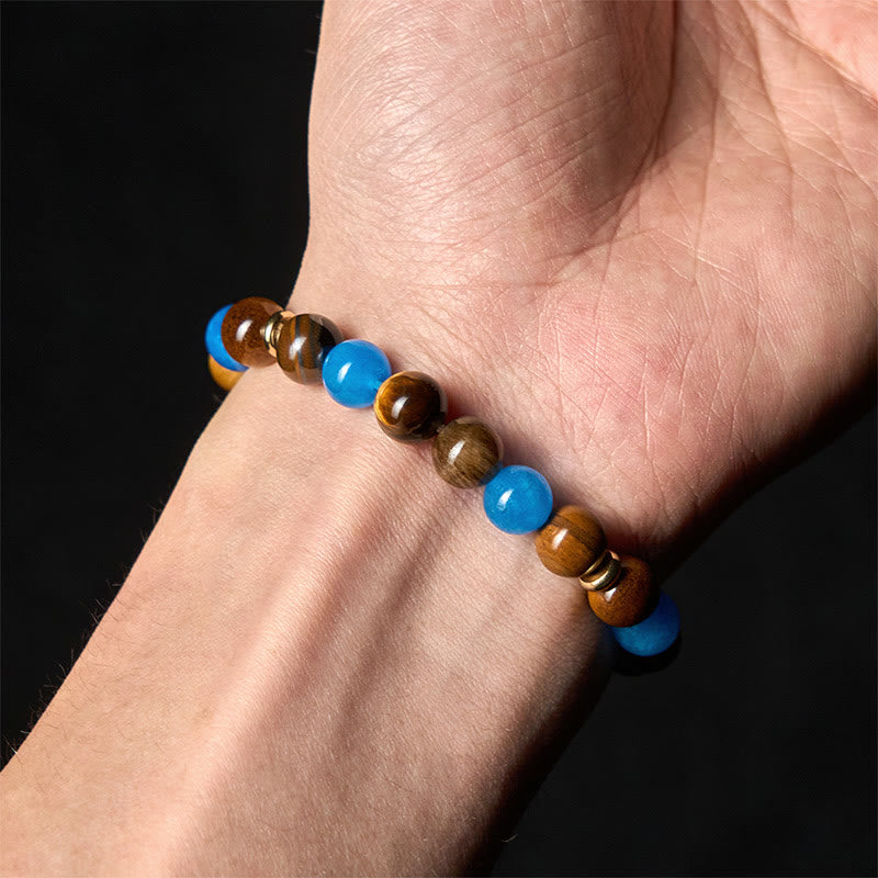 Bracelet de motivation en Buddha Stones' espacement en apatite et œil de tigre - image 4