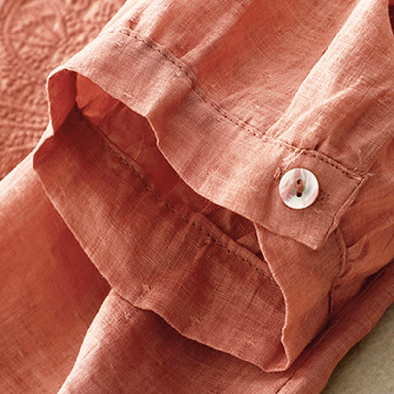 Chemise à manches mi-longues et col en V avec motif papillon Buddha Stones pour femme - image 2