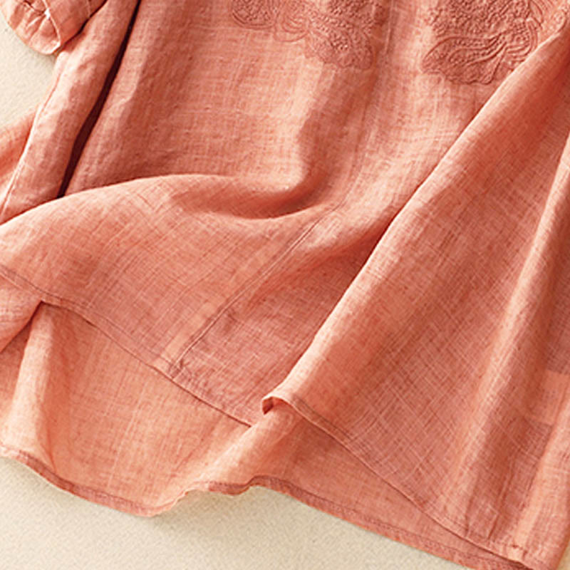 Chemise à manches mi-longues et col en V avec motif papillon Buddha Stones pour femme - image 1