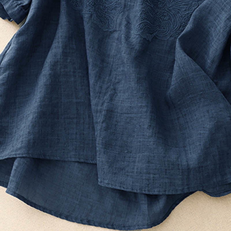 Chemise à manches mi-longues et col en V avec motif papillon Buddha Stones pour femme - image 18