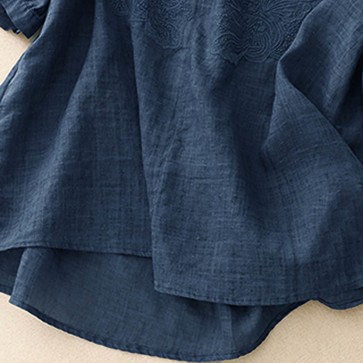 Chemise à manches mi-longues et col en V avec motif papillon Buddha Stones pour femme - image 18