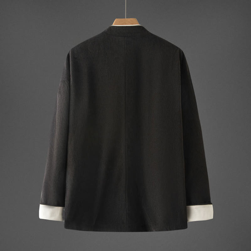 Veste en coton à manches longues et col mandarin pour homme, style Tang avec poches, style Buddha Stones - image 11