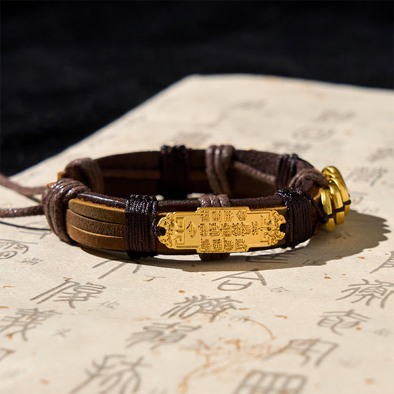Bracelet en cuir et corde de richesse Pi Xiu , Buddha Stones et pièces des cinq empereurs  - image 3