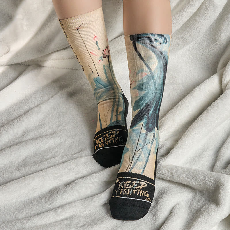 Chaussettes unisexes décontractées à motif de lotus et de Buddha Stones pour hommes et femmes - image 4