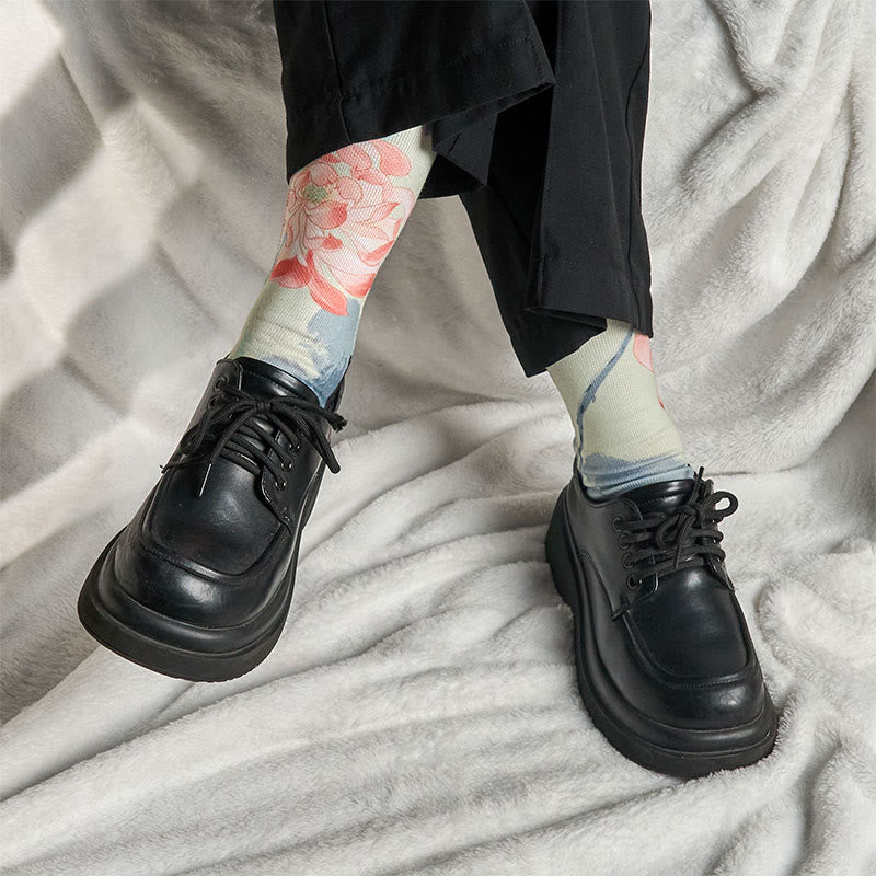 Chaussettes unisexes décontractées à imprimé Buddha Stones et Lotus pour hommes et femmes - image 6