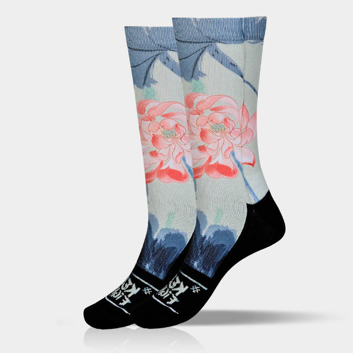 Chaussettes unisexes décontractées à imprimé Buddha Stones et Lotus pour hommes et femmes - image 9
