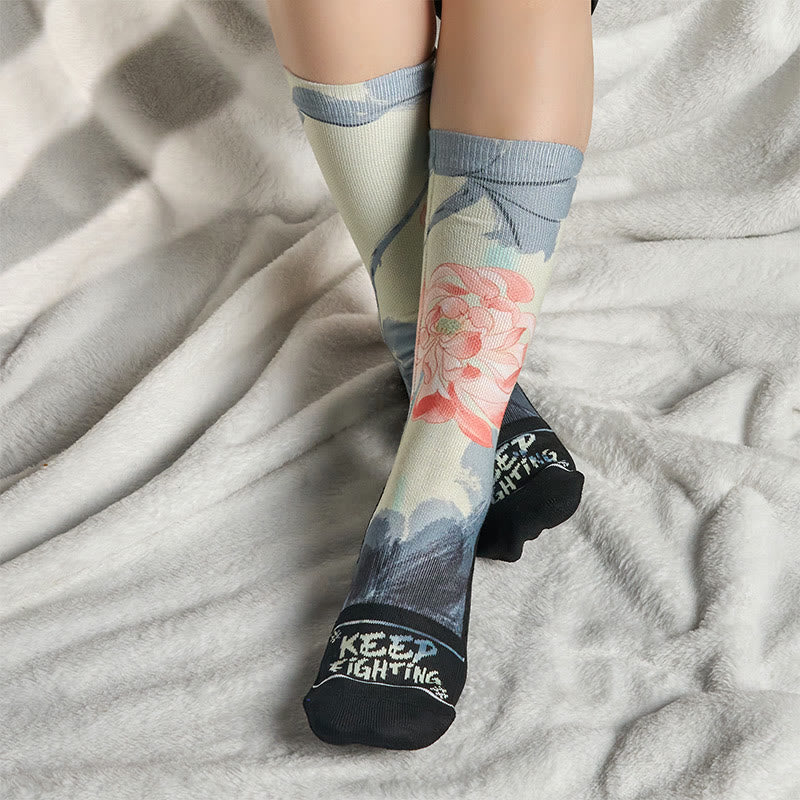 Chaussettes unisexes décontractées à imprimé Buddha Stones et Lotus pour hommes et femmes - image 5