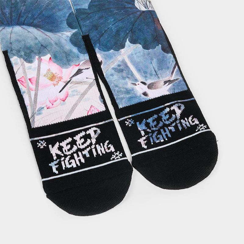 Chaussettes unisexes décontractées à imprimé Buddha Stones, fleurs de lotus, feuilles, papillons, pour hommes et femmes - image 3