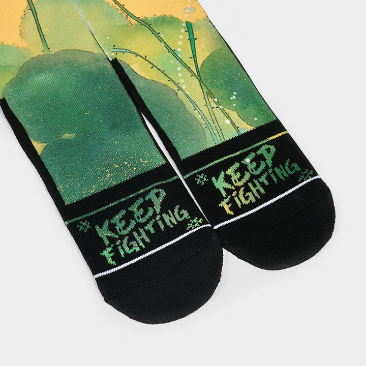 Chaussettes Buddha Stones décontractées beiges à imprimé fleurs de lotus et feuilles pour homme et femme - image 3