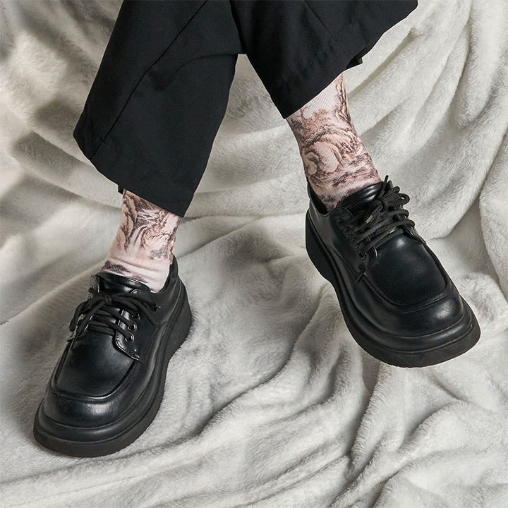 Chaussettes unisexes décontractées à motif de Buddha Stones , grue blanche, pins, montagnes, pour hommes et femmes - image 17