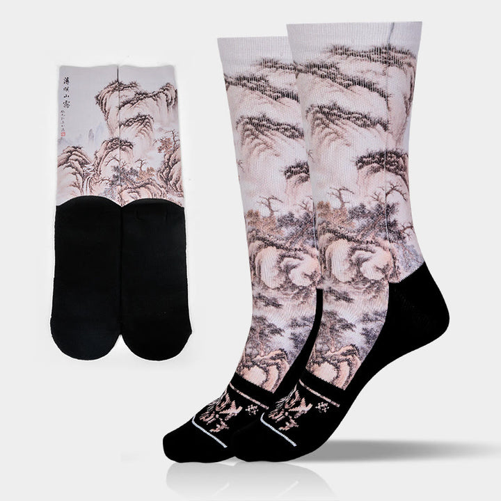 Chaussettes unisexes décontractées à motif de Buddha Stones , grue blanche, pins, montagnes, pour hommes et femmes - Lin - Taille unique (US 5-10,5, EU 38-44, UK/AU 5-10,5, AISA 24,5-28 cm) - image 11