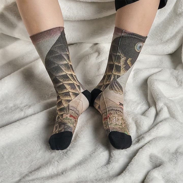 Buddha Stones unisexes décontractées à motif de poisson Koi du Mont Fuji pour hommes et femmes - image 7