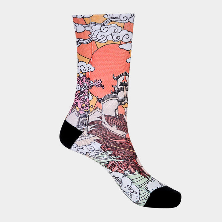 Chaussettes unisexes décontractées à motif de Buddha Stones, dragon, nuages, soleil, vagues, micro-collant pour hommes et femmes - image 7
