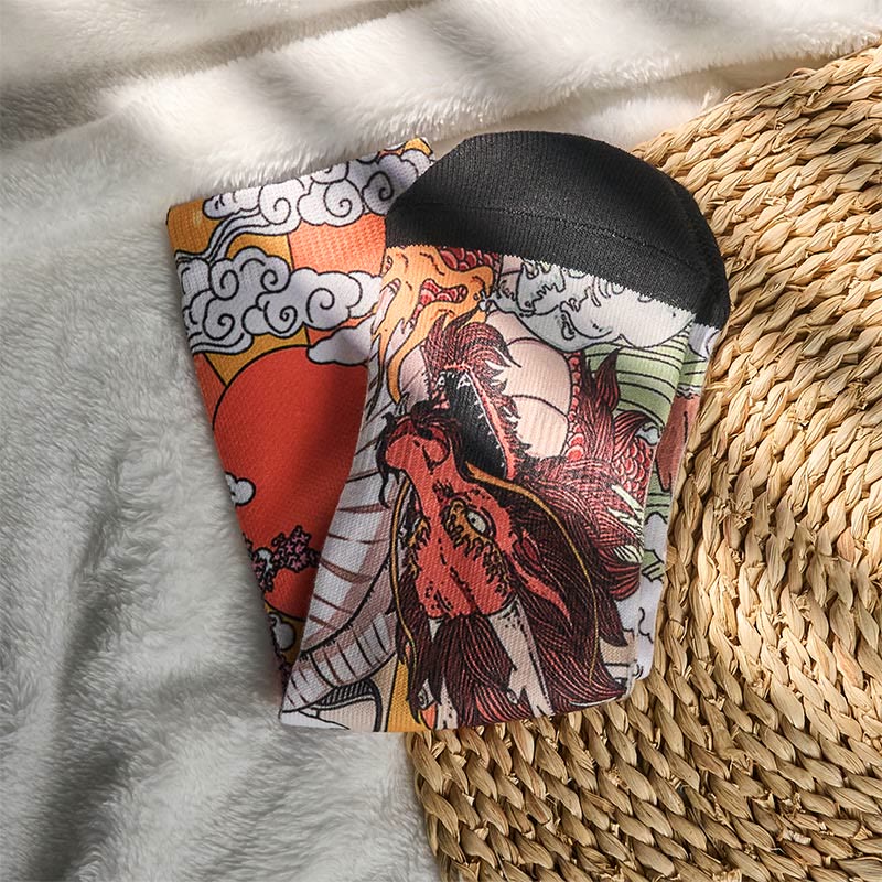 Chaussettes unisexes décontractées à motif de Buddha Stones, dragon, nuages, soleil, vagues, micro-collant pour hommes et femmes - image 4