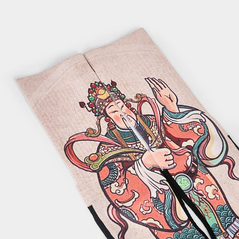 Chaussettes unisexes décontractées à imprimé Buddha Stones et Dieu de la richesse Ruyi pour hommes et femmes - image 2