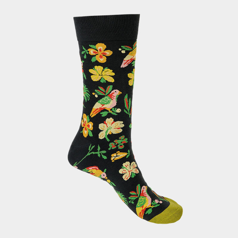 Chaussettes unisexes en coton avec motif de fleurs et d'oiseaux en fleurs et Buddha Stones pour hommes et femmes - image 5