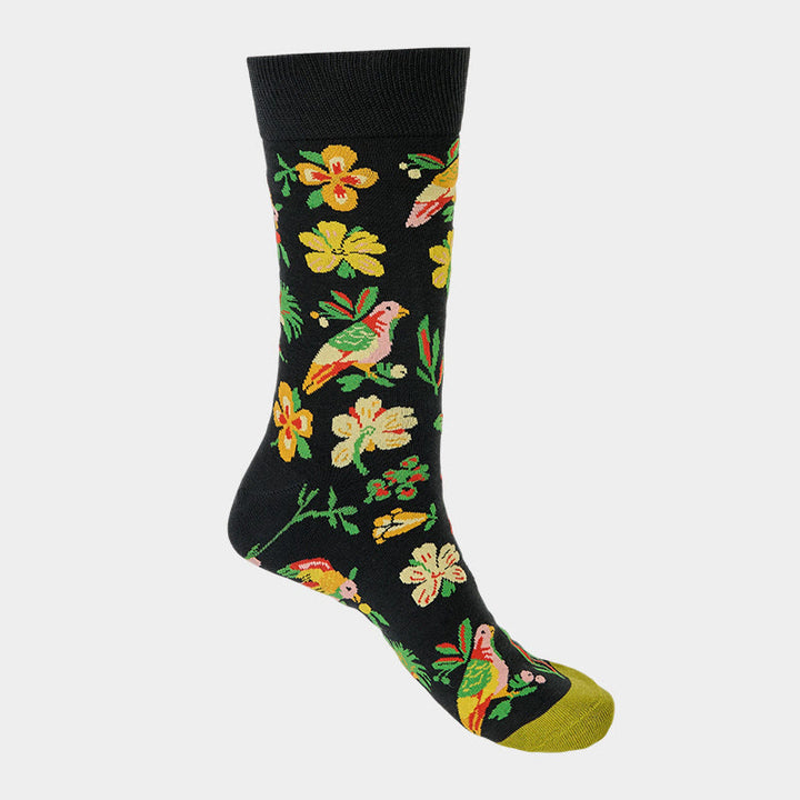 Chaussettes unisexes en coton avec motif de fleurs et d'oiseaux en fleurs et Buddha Stones pour hommes et femmes - image 5