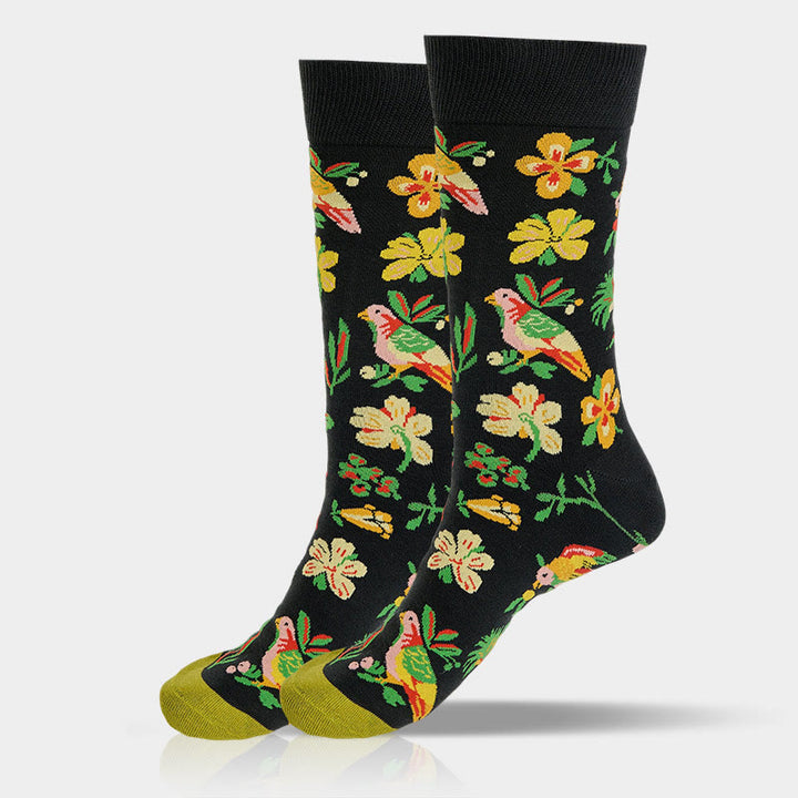 Chaussettes unisexes en coton avec motif de fleurs et d'oiseaux en fleurs et Buddha Stones pour hommes et femmes - image 6