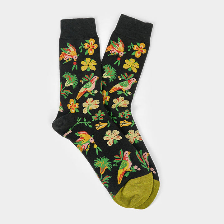 Chaussettes unisexes en coton avec motif de fleurs et d'oiseaux en fleurs et Buddha Stones pour hommes et femmes - image 7
