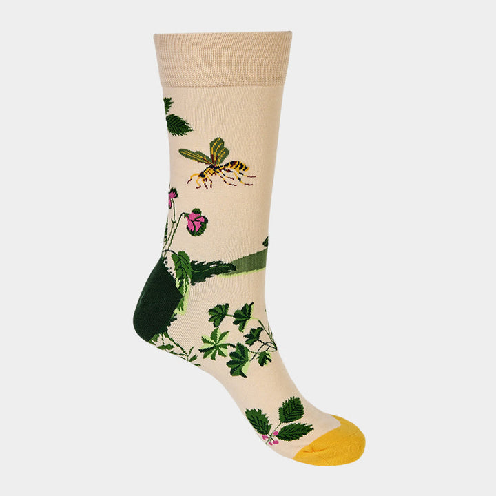 Chaussettes unisexes en coton pour homme et femme, motif Buddha Stones, abeilles, grenouilles et feuilles - image 4