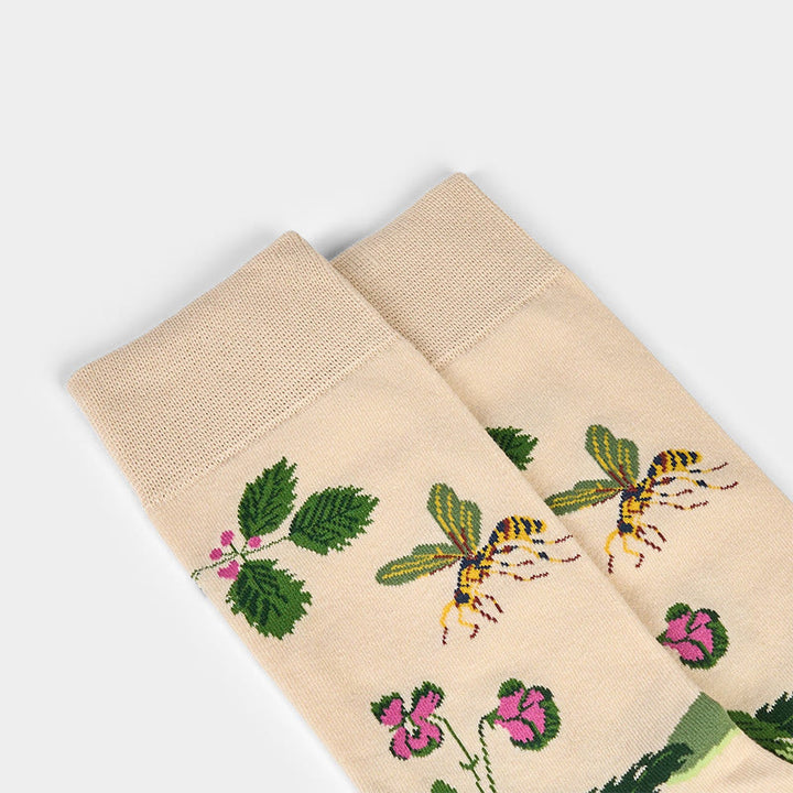 Chaussettes unisexes en coton pour homme et femme, motif Buddha Stones, abeilles, grenouilles et feuilles - image 8